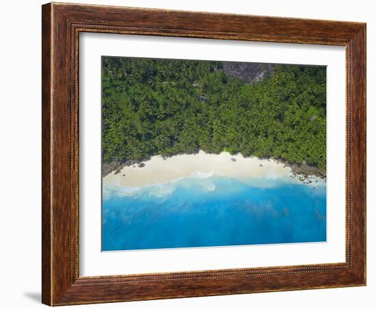 Aerial View of Anse Victorin Beach, Fregate Island, Seychelles, Indian Ocean, Africa-Papadopoulos Sakis-Framed Photographic Print