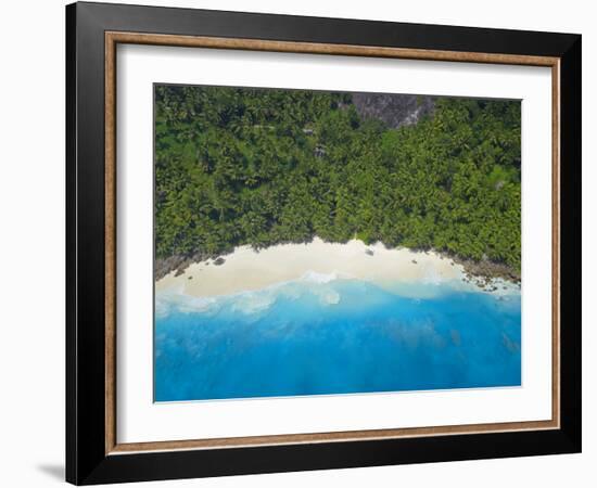 Aerial View of Anse Victorin Beach, Fregate Island, Seychelles, Indian Ocean, Africa-Papadopoulos Sakis-Framed Photographic Print