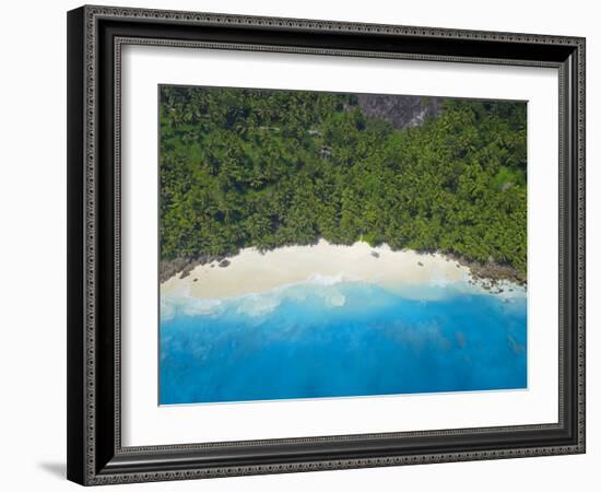 Aerial View of Anse Victorin Beach, Fregate Island, Seychelles, Indian Ocean, Africa-Papadopoulos Sakis-Framed Photographic Print