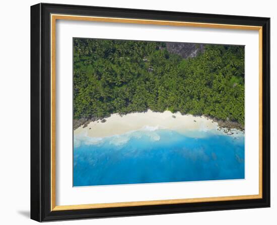 Aerial View of Anse Victorin Beach, Fregate Island, Seychelles, Indian Ocean, Africa-Papadopoulos Sakis-Framed Photographic Print