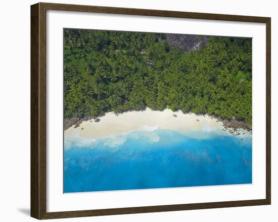 Aerial View of Anse Victorin Beach, Fregate Island, Seychelles, Indian Ocean, Africa-Papadopoulos Sakis-Framed Photographic Print