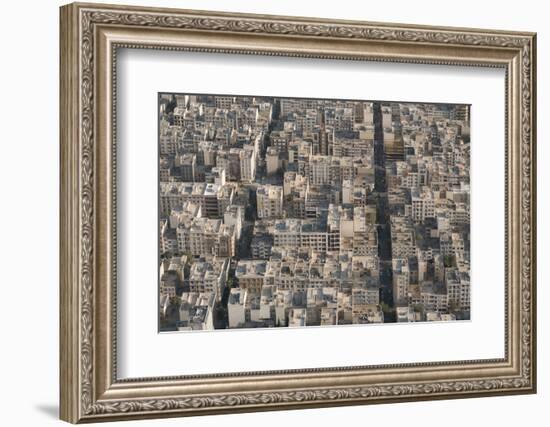 Aerial view of apartment and office buildings, Central Tehran, Iran, Middle East-James Strachan-Framed Photographic Print