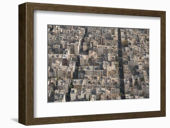 Aerial view of apartment and office buildings, Central Tehran, Iran, Middle East-James Strachan-Framed Photographic Print