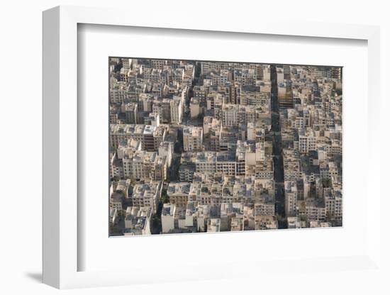 Aerial view of apartment and office buildings, Central Tehran, Iran, Middle East-James Strachan-Framed Photographic Print