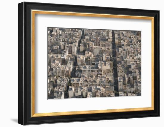 Aerial view of apartment and office buildings, Central Tehran, Iran, Middle East-James Strachan-Framed Photographic Print