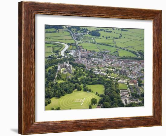 Aerial View of Arundel Castle, Cricket Ground and Cathedral, Arundel, West Sussex, England, UK-Peter Barritt-Framed Photographic Print