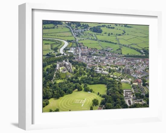 Aerial View of Arundel Castle, Cricket Ground and Cathedral, Arundel, West Sussex, England, UK-Peter Barritt-Framed Photographic Print