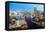 Aerial View of Bangkok Skyline along Chaophraya River Sunset Twilight-vichie81-Framed Premier Image Canvas