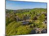 Aerial view of Baslow village, Peak District National Park, Derbyshire, England, United Kingdom-Frank Fell-Mounted Photographic Print