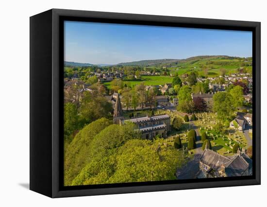 Aerial view of Baslow village, Peak District National Park, Derbyshire, England, United Kingdom-Frank Fell-Framed Premier Image Canvas