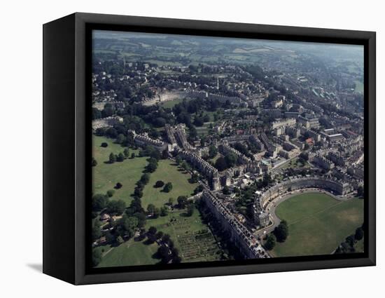 Aerial View of Bath, Including the Royal Crescent, Avon (Somerset), England, United Kingdom-Adam Woolfitt-Framed Premier Image Canvas