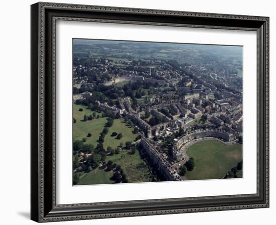 Aerial View of Bath, Including the Royal Crescent, Avon (Somerset), England, United Kingdom-Adam Woolfitt-Framed Photographic Print