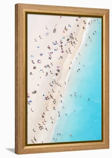 Aerial view of beach in summer with people. Zakynthos, Greek Islands, Greece-Matteo Colombo-Framed Premier Image Canvas