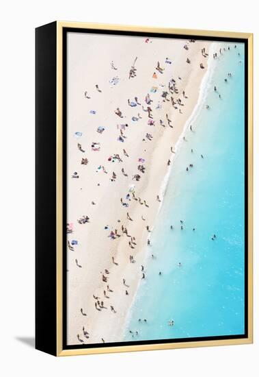 Aerial view of beach in summer with people. Zakynthos, Greek Islands, Greece-Matteo Colombo-Framed Premier Image Canvas