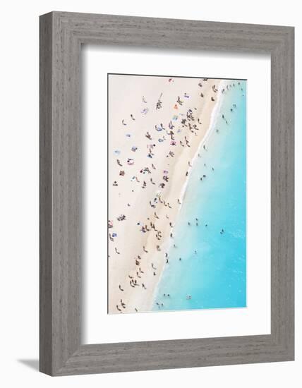 Aerial view of beach in summer with people. Zakynthos, Greek Islands, Greece-Matteo Colombo-Framed Photographic Print