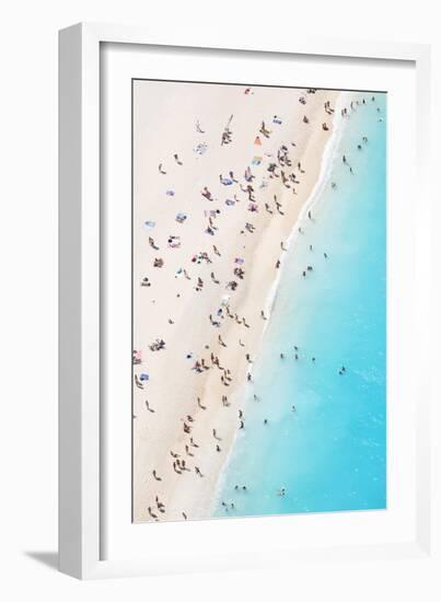 Aerial view of beach in summer with people. Zakynthos, Greek Islands, Greece-Matteo Colombo-Framed Photographic Print