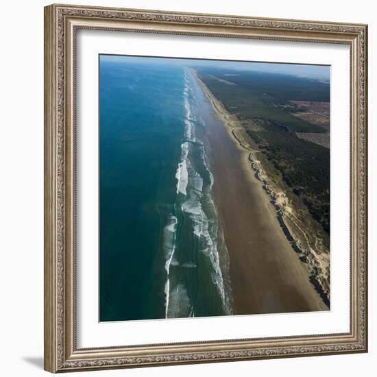 Aerial view of beach, Ninety Mile Beach, Northland, North Island, New Zealand-null-Framed Photographic Print