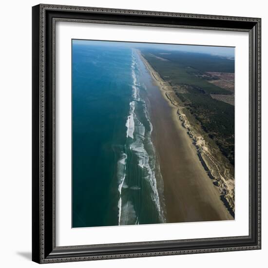 Aerial view of beach, Ninety Mile Beach, Northland, North Island, New Zealand-null-Framed Photographic Print