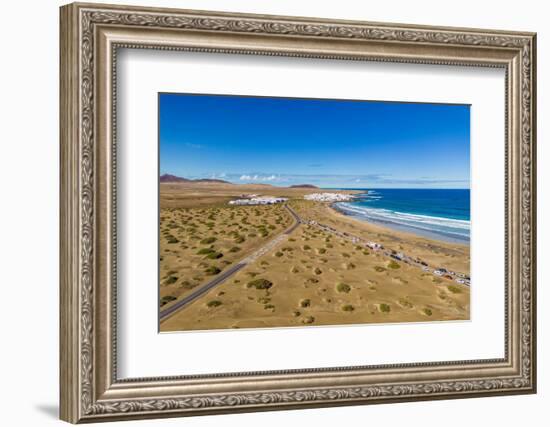 Aerial view of beach of Playa Famara, Caleta de Famara, Lanzarote, Las Palmas-Frank Fell-Framed Photographic Print