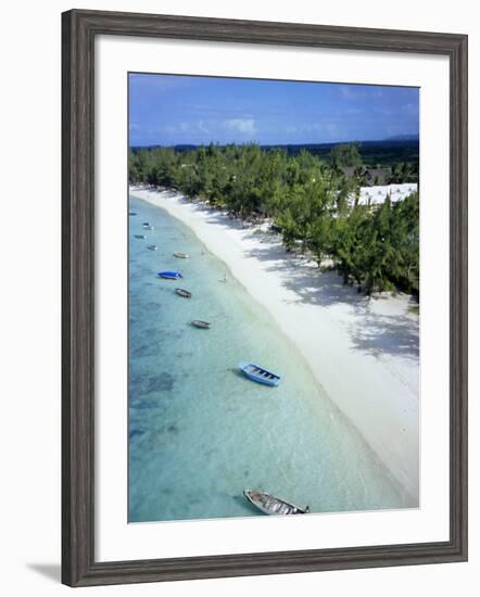 Aerial View of Beach, Reunion Island, Department of France, Indian Ocean, Africa-Sylvain Grandadam-Framed Photographic Print