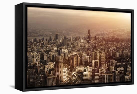 Aerial View of Beautiful Cityscape on Sunset, Arabic Architecture, down Town, Middle East, Lebanon,-Anna Omelchenko-Framed Premier Image Canvas