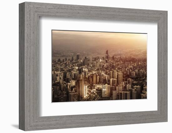 Aerial View of Beautiful Cityscape on Sunset, Arabic Architecture, down Town, Middle East, Lebanon,-Anna Omelchenko-Framed Photographic Print