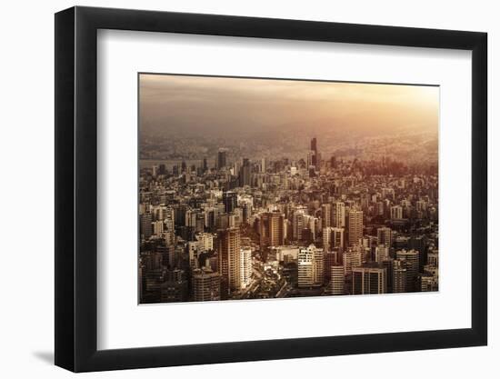 Aerial View of Beautiful Cityscape on Sunset, Arabic Architecture, down Town, Middle East, Lebanon,-Anna Omelchenko-Framed Photographic Print