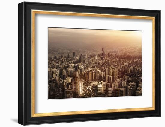 Aerial View of Beautiful Cityscape on Sunset, Arabic Architecture, down Town, Middle East, Lebanon,-Anna Omelchenko-Framed Photographic Print