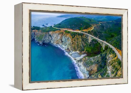 Aerial view of Bixby Creek Bridge at Pacific Coast, Big Sur, California, USA-null-Framed Premier Image Canvas