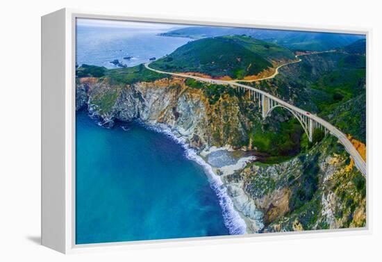 Aerial view of Bixby Creek Bridge at Pacific Coast, Big Sur, California, USA-null-Framed Premier Image Canvas
