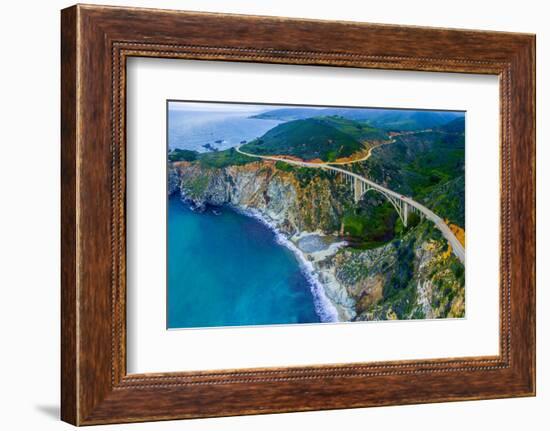 Aerial view of Bixby Creek Bridge at Pacific Coast, Big Sur, California, USA-null-Framed Photographic Print