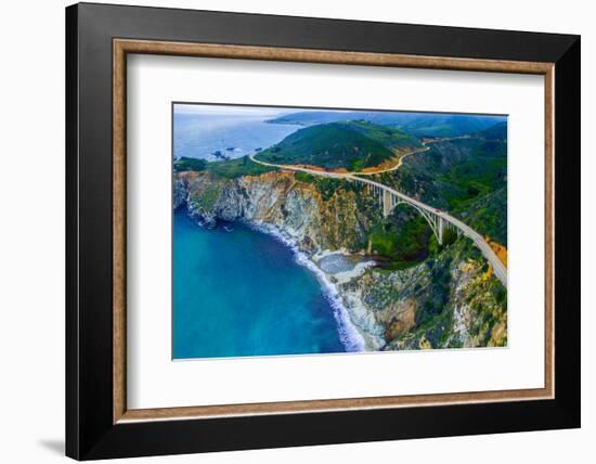 Aerial view of Bixby Creek Bridge at Pacific Coast, Big Sur, California, USA-null-Framed Photographic Print