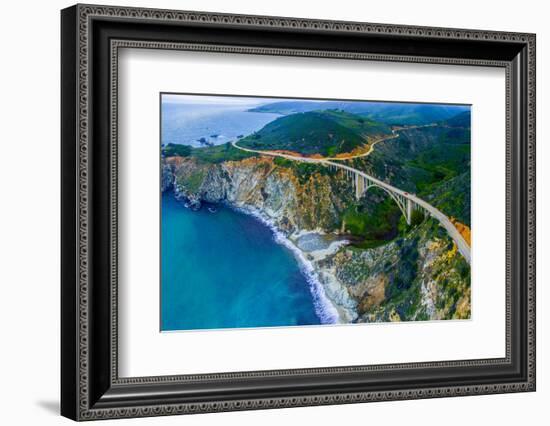 Aerial view of Bixby Creek Bridge at Pacific Coast, Big Sur, California, USA-null-Framed Photographic Print