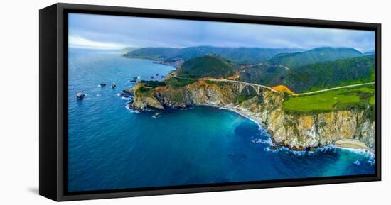 Aerial view of Bixby Creek Bridge at Pacific Coast, Big Sur, California, USA-null-Framed Premier Image Canvas