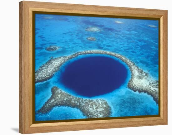 Aerial View of Blue Hole at Lighthouse Reef, Belize-Greg Johnston-Framed Premier Image Canvas