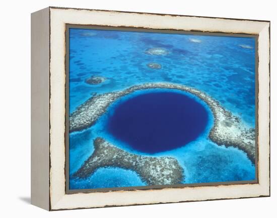 Aerial View of Blue Hole at Lighthouse Reef, Belize-Greg Johnston-Framed Premier Image Canvas