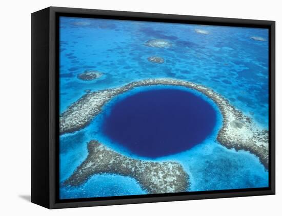 Aerial View of Blue Hole at Lighthouse Reef, Belize-Greg Johnston-Framed Premier Image Canvas