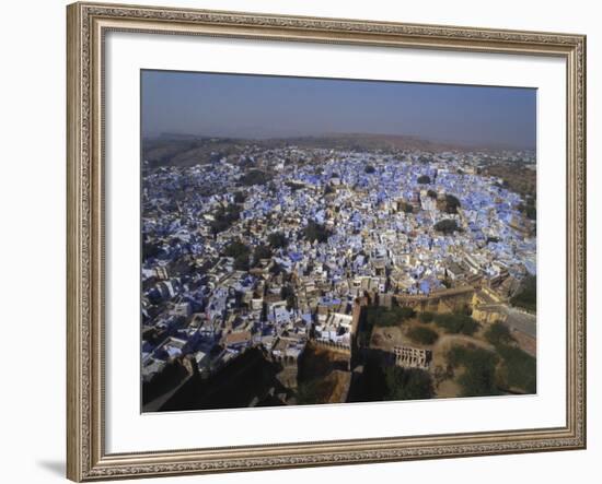 Aerial View of Blue Houses for the Bhrahman, Jodhpur, Rajasthan, India-Robert Harding-Framed Photographic Print