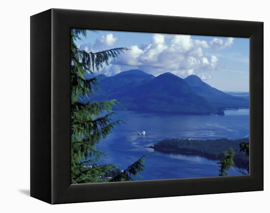 Aerial View of Boat and Annette Island near Ketchikan, Inside Passage, Alaska, USA-Howie Garber-Framed Premier Image Canvas