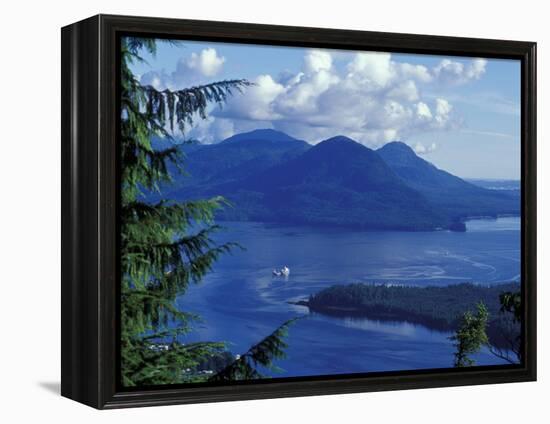 Aerial View of Boat and Annette Island near Ketchikan, Inside Passage, Alaska, USA-Howie Garber-Framed Premier Image Canvas