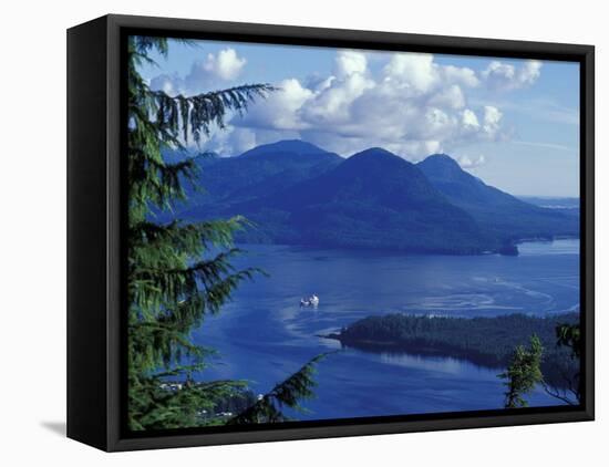 Aerial View of Boat and Annette Island near Ketchikan, Inside Passage, Alaska, USA-Howie Garber-Framed Premier Image Canvas