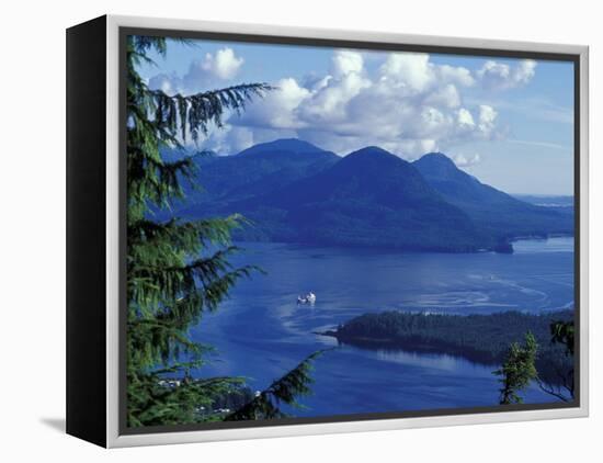 Aerial View of Boat and Annette Island near Ketchikan, Inside Passage, Alaska, USA-Howie Garber-Framed Premier Image Canvas