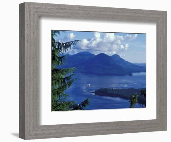 Aerial View of Boat and Annette Island near Ketchikan, Inside Passage, Alaska, USA-Howie Garber-Framed Photographic Print