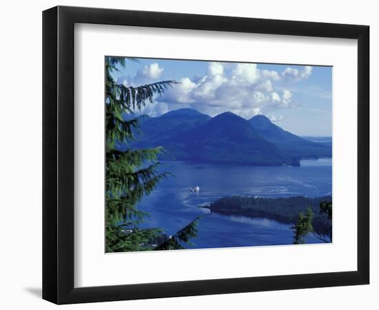 Aerial View of Boat and Annette Island near Ketchikan, Inside Passage, Alaska, USA-Howie Garber-Framed Photographic Print