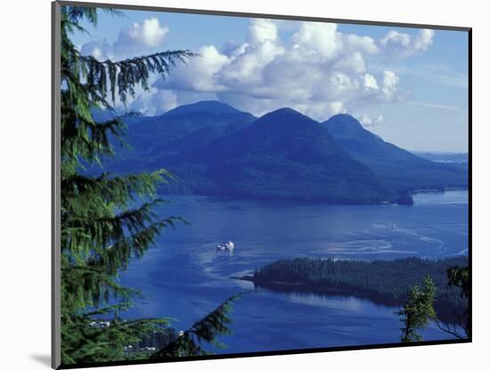 Aerial View of Boat and Annette Island near Ketchikan, Inside Passage, Alaska, USA-Howie Garber-Mounted Photographic Print