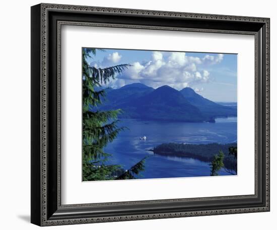 Aerial View of Boat and Annette Island near Ketchikan, Inside Passage, Alaska, USA-Howie Garber-Framed Photographic Print