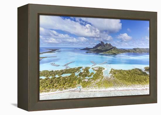 Aerial View of Bora Bora Island with St Regis and Four Seasons Resorts, French Polynesia-Matteo Colombo-Framed Premier Image Canvas