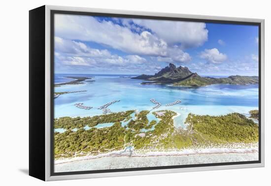 Aerial View of Bora Bora Island with St Regis and Four Seasons Resorts, French Polynesia-Matteo Colombo-Framed Premier Image Canvas