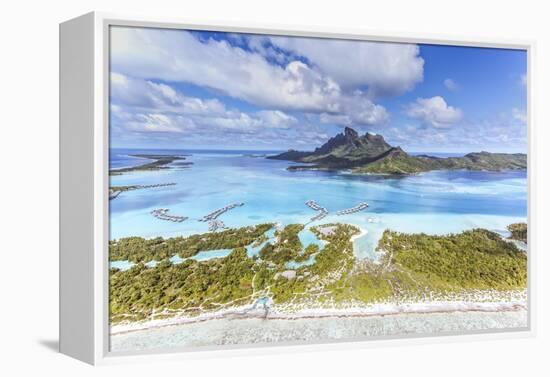 Aerial View of Bora Bora Island with St Regis and Four Seasons Resorts, French Polynesia-Matteo Colombo-Framed Premier Image Canvas