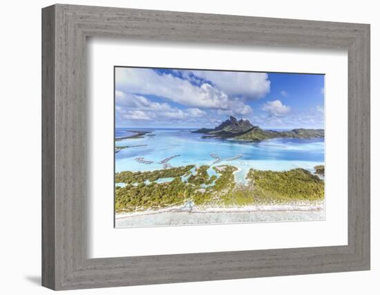 Aerial View of Bora Bora Island with St Regis and Four Seasons Resorts, French Polynesia-Matteo Colombo-Framed Photographic Print